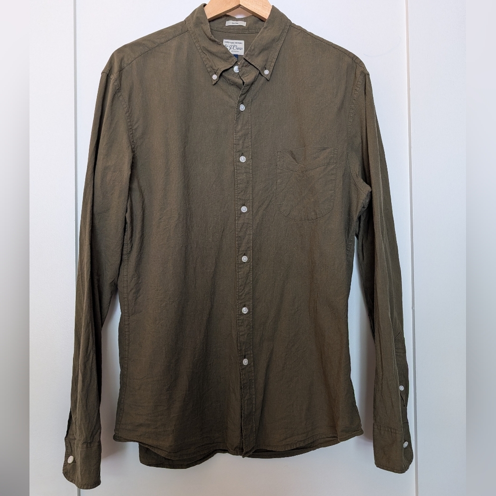 🫒 J. Crew Slim Shirt, Olive Green